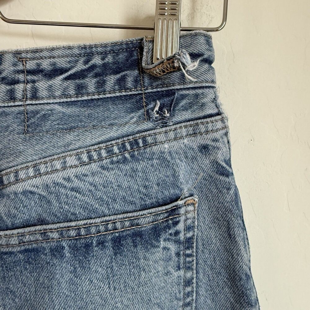Zara Jeans Womens Sz 6 Blue Med Wash Cotton Wide Leg Baggy Distressed High Rise - Picture 12 of 16
